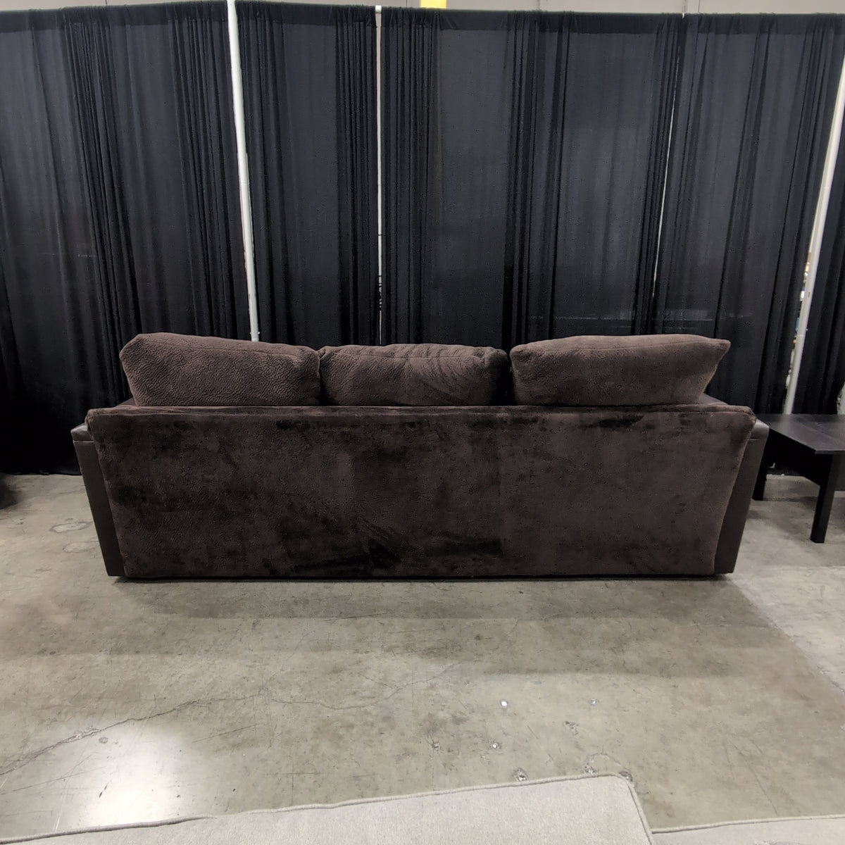 Brown Microfiber Couch with Glass Panel