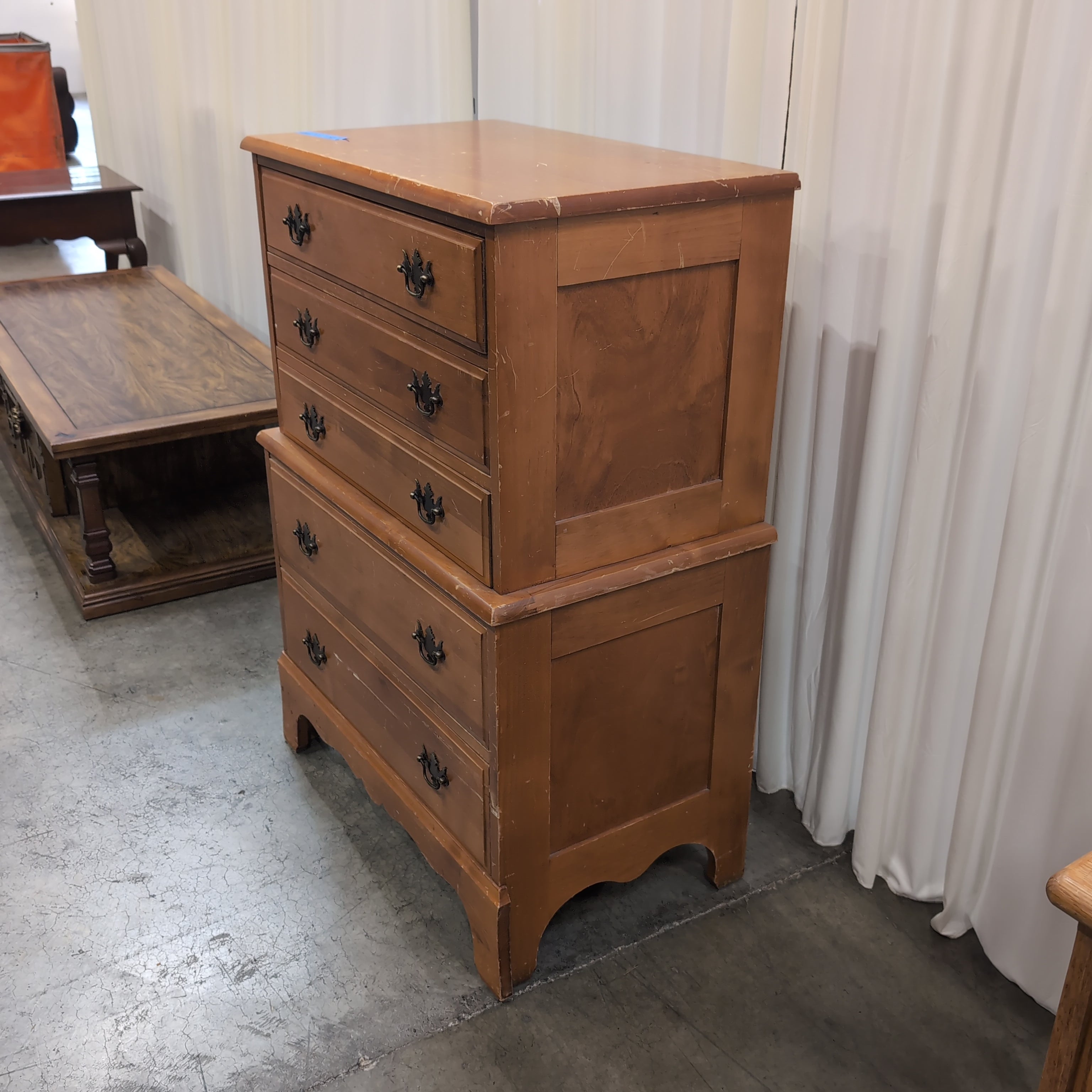 Traditional Light Wood Three-Drawer Dresser with Ornate Hardware