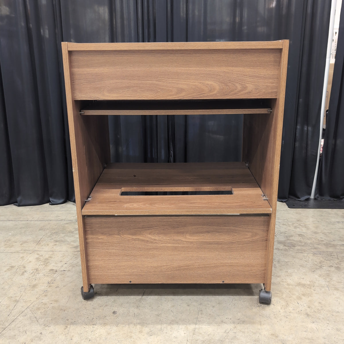 Medium Brown Wood Sloped Top Desk with Casters