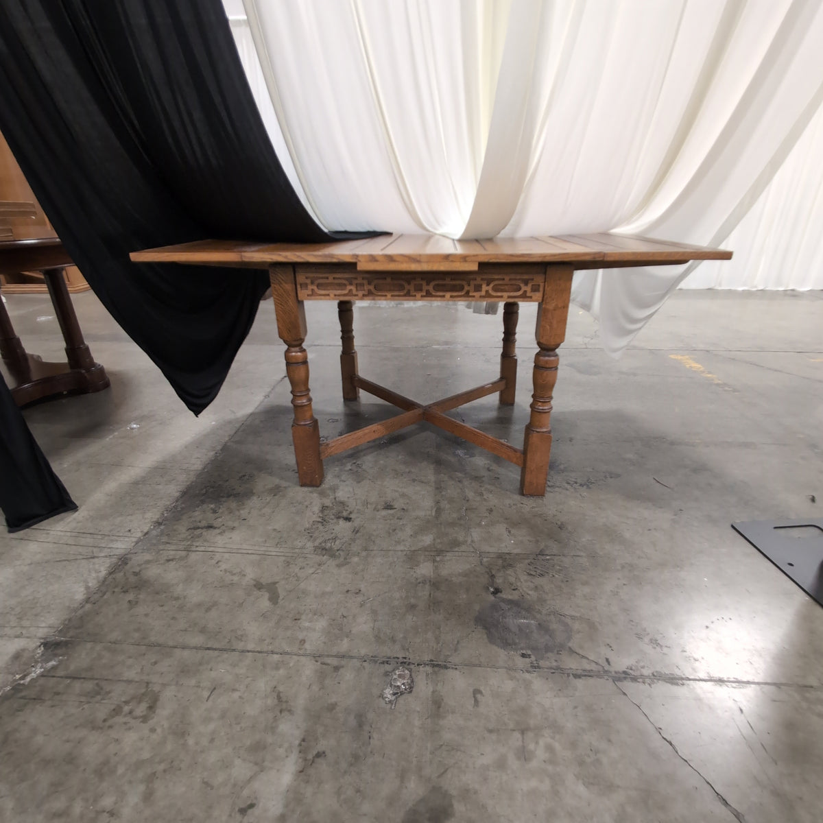 Golden Oak Square End Table with Turned Legs