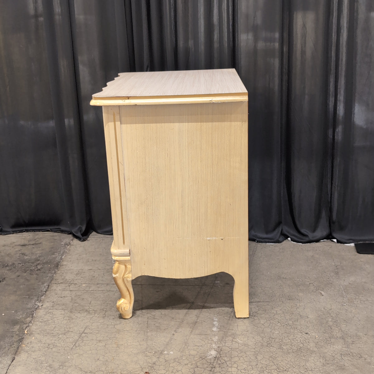French Provincial Style Two-Drawer Nightstand in Cream Wood