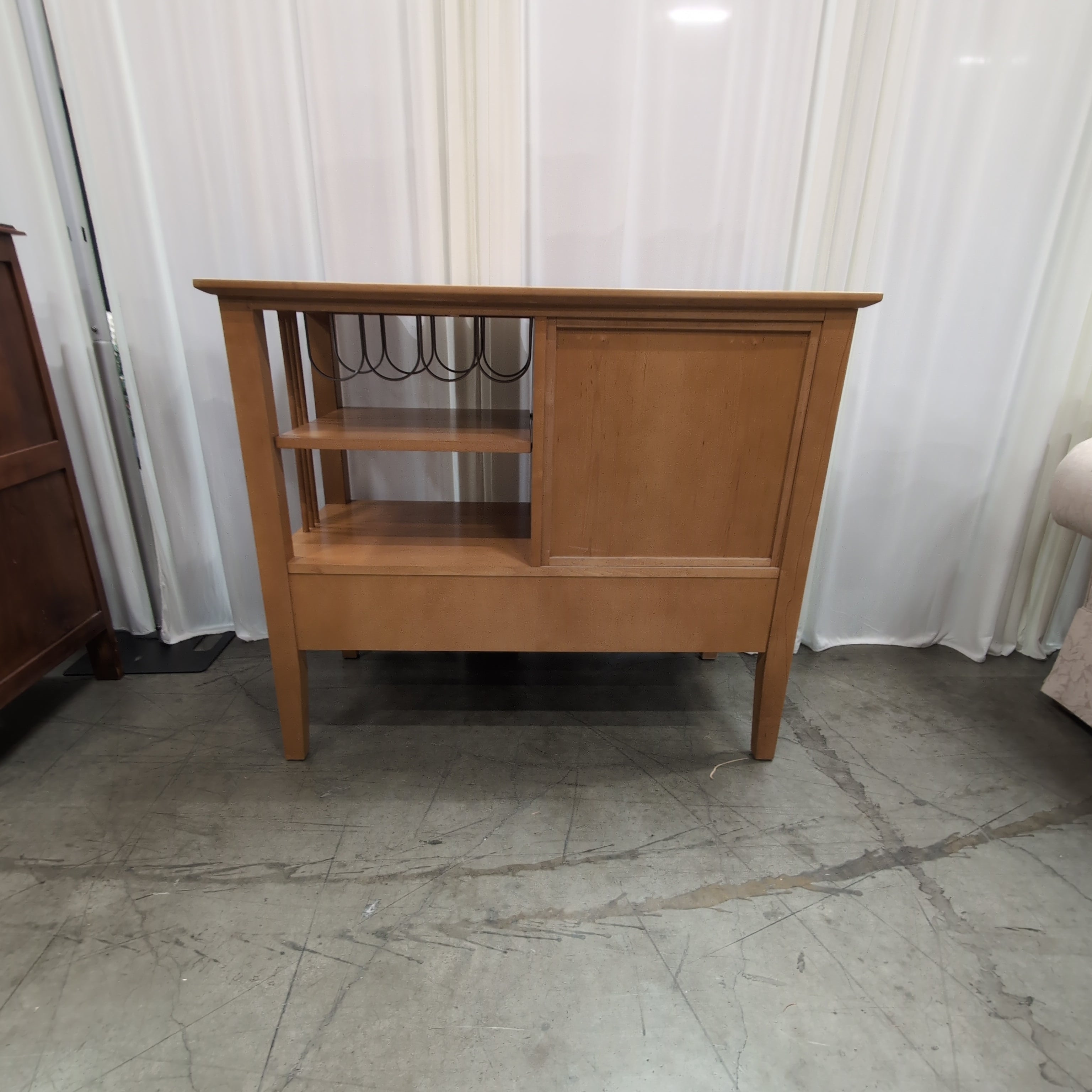 Natural Tone Wood Bar Cabinet with Wine Rack