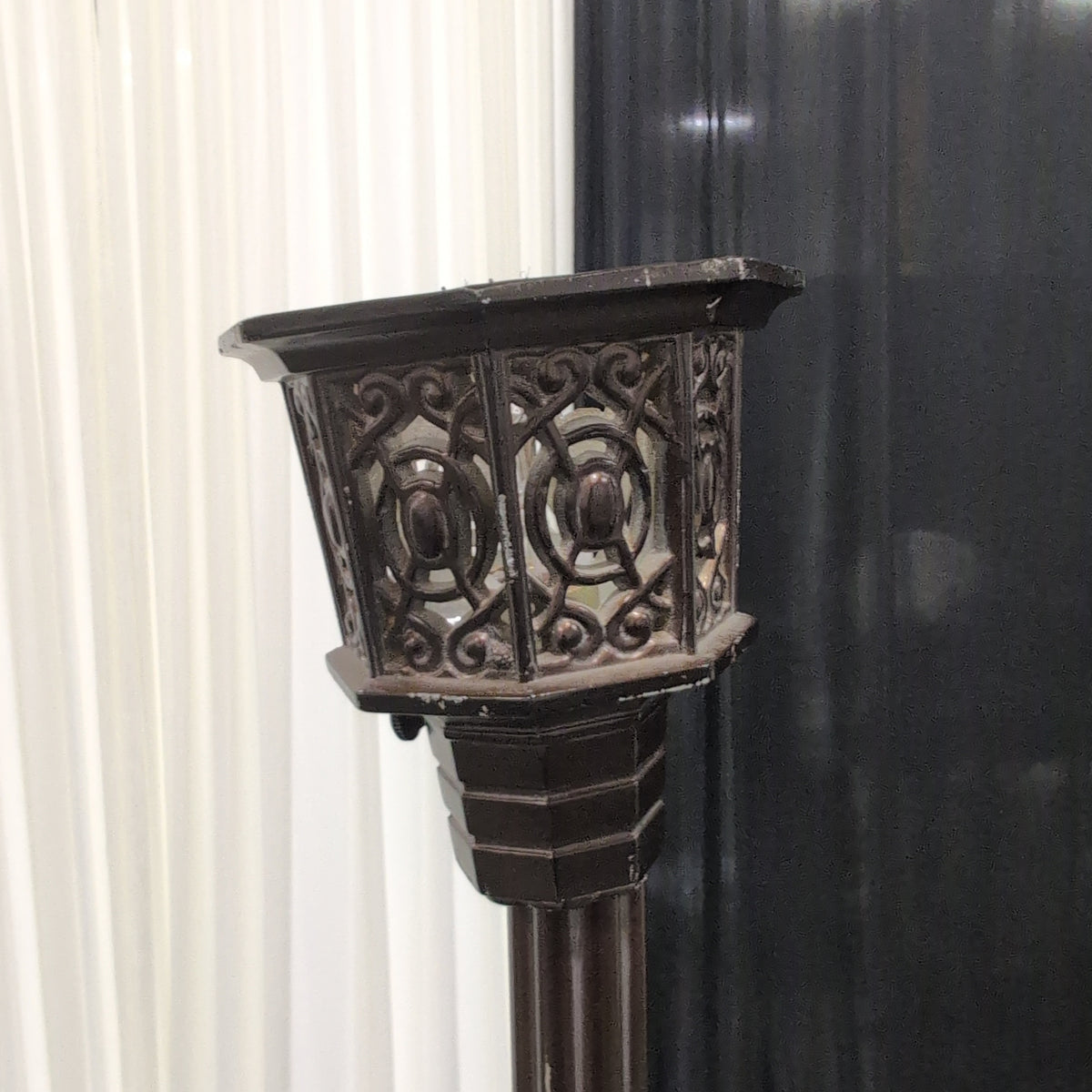Dark Bronze Ornate Metal Torchiere Lamp