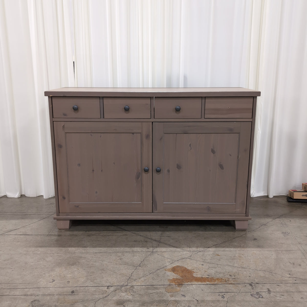 Brown Wood Three-Drawer Two-Door Buffet