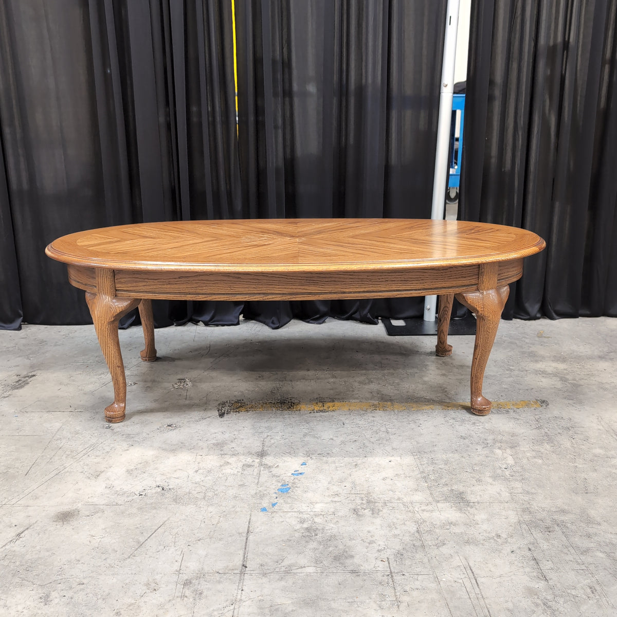 Oak Oval Coffee Table with Parquet Top