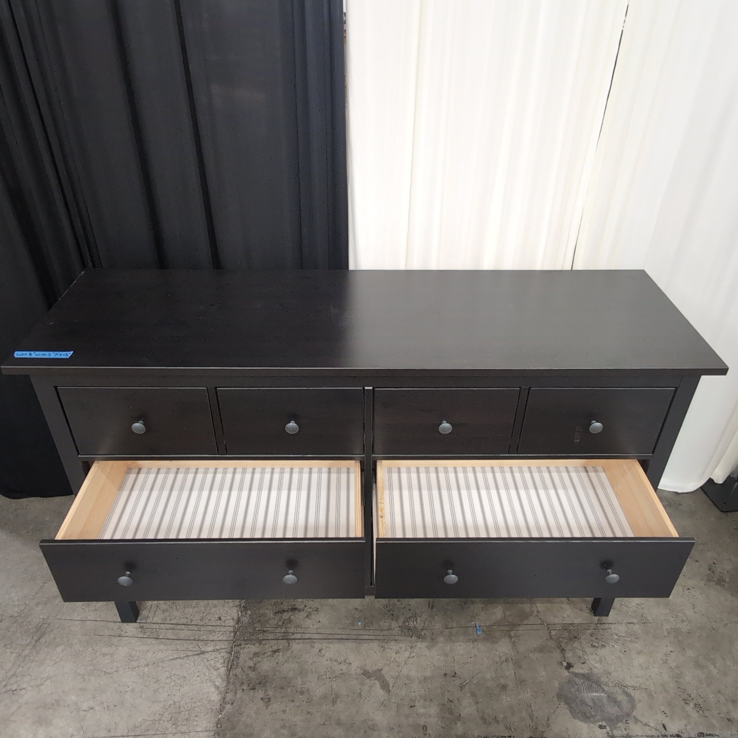 Dark Finish Nine-Drawer Wide Dresser