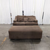 Brown Textured Fabric Couch with Matching Ottoman