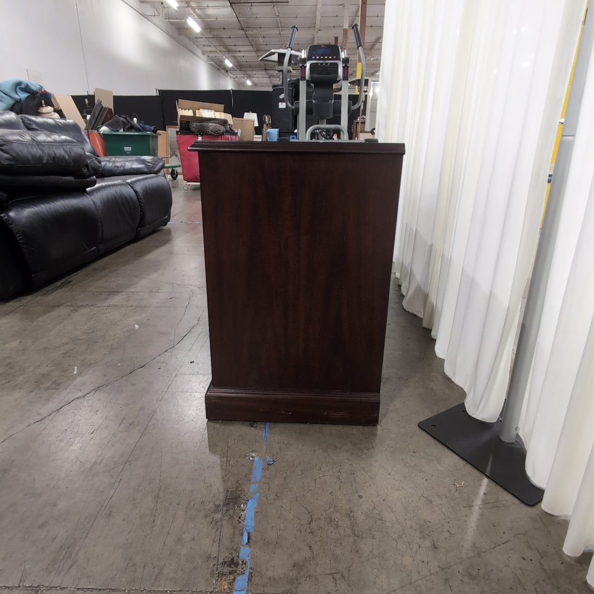 Traditional Dark Wood Executive Desk with Brass Hardware