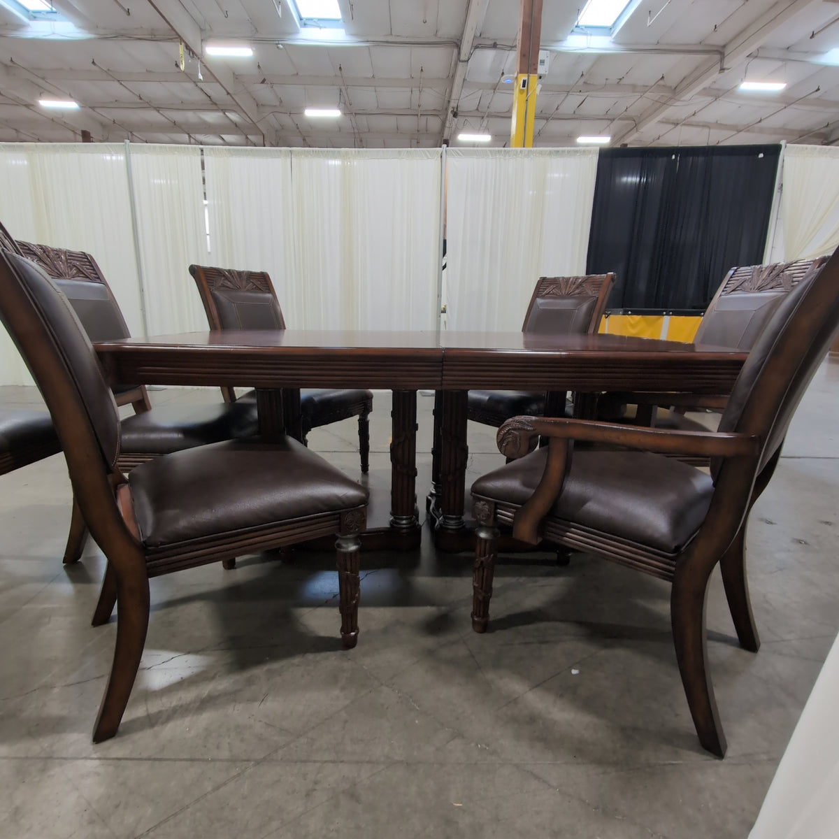Ornate Traditional Carved Dining Table in Dark Wood