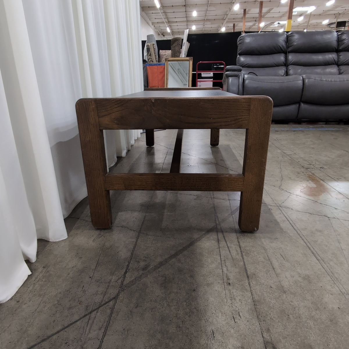 Brown Wood Console Table with Black Side Panel