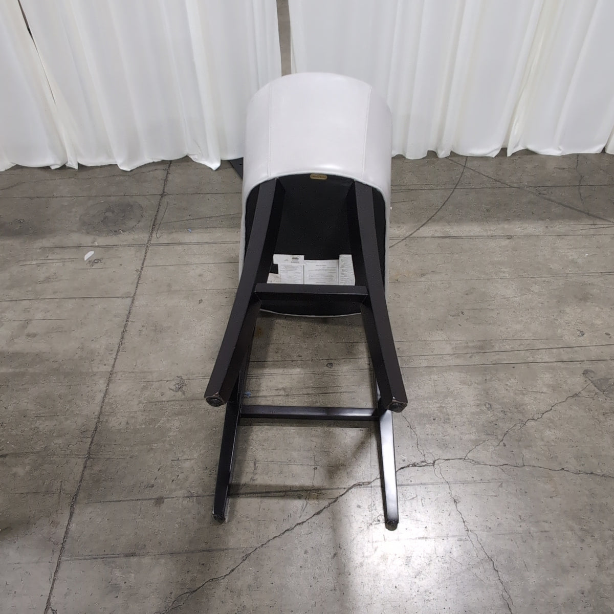 Modern Light Grey Upholstered Chair with Dark Wood Legs