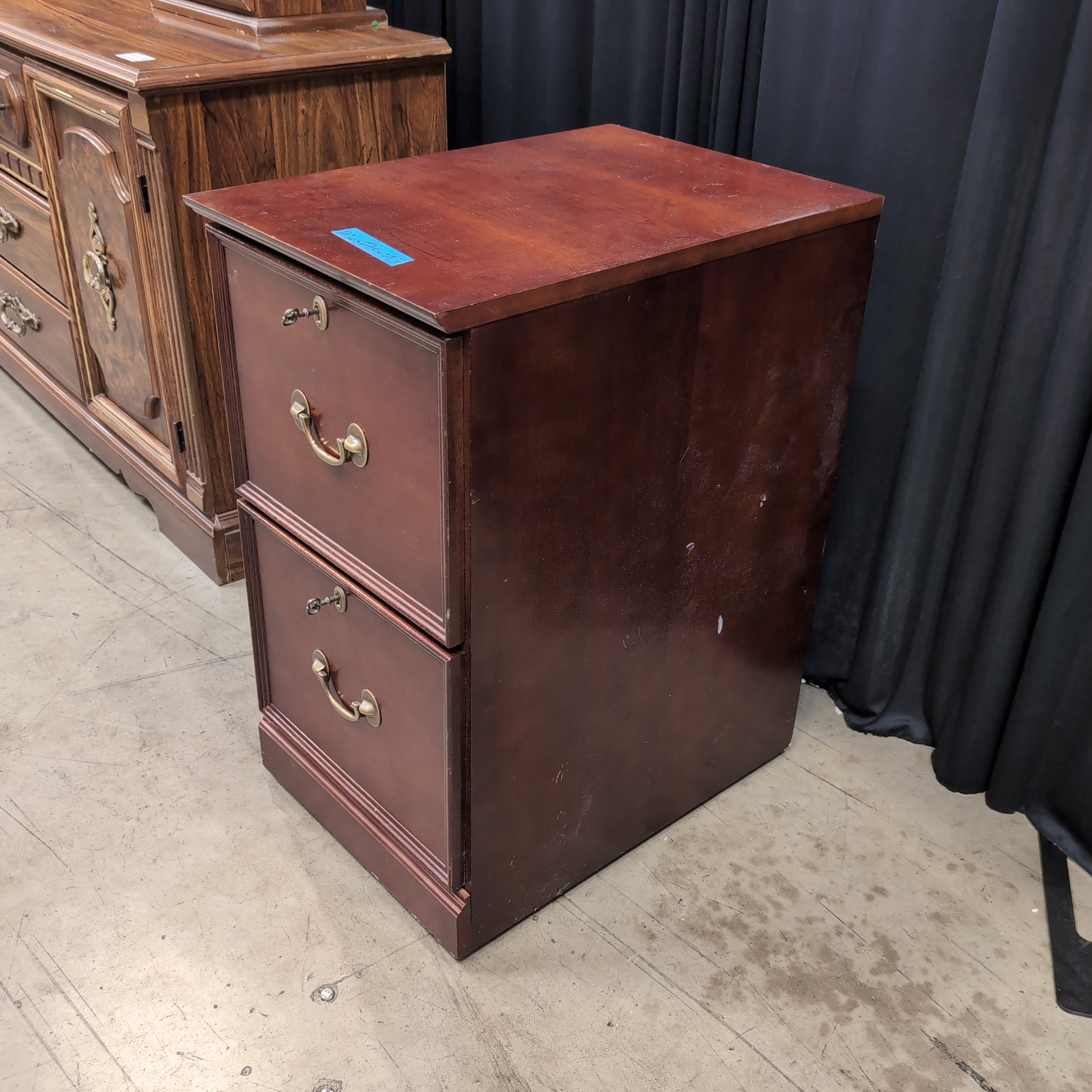 Vintage Cherry Finish Two-Drawer vertical filing cabinet