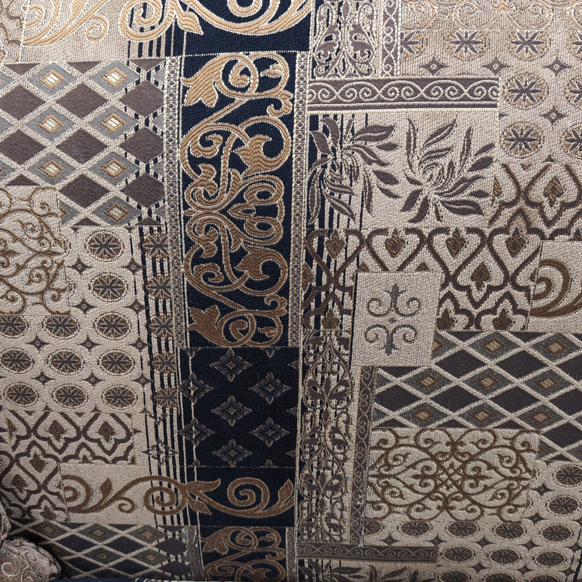 Ornate Gold and Black Patterned Couch