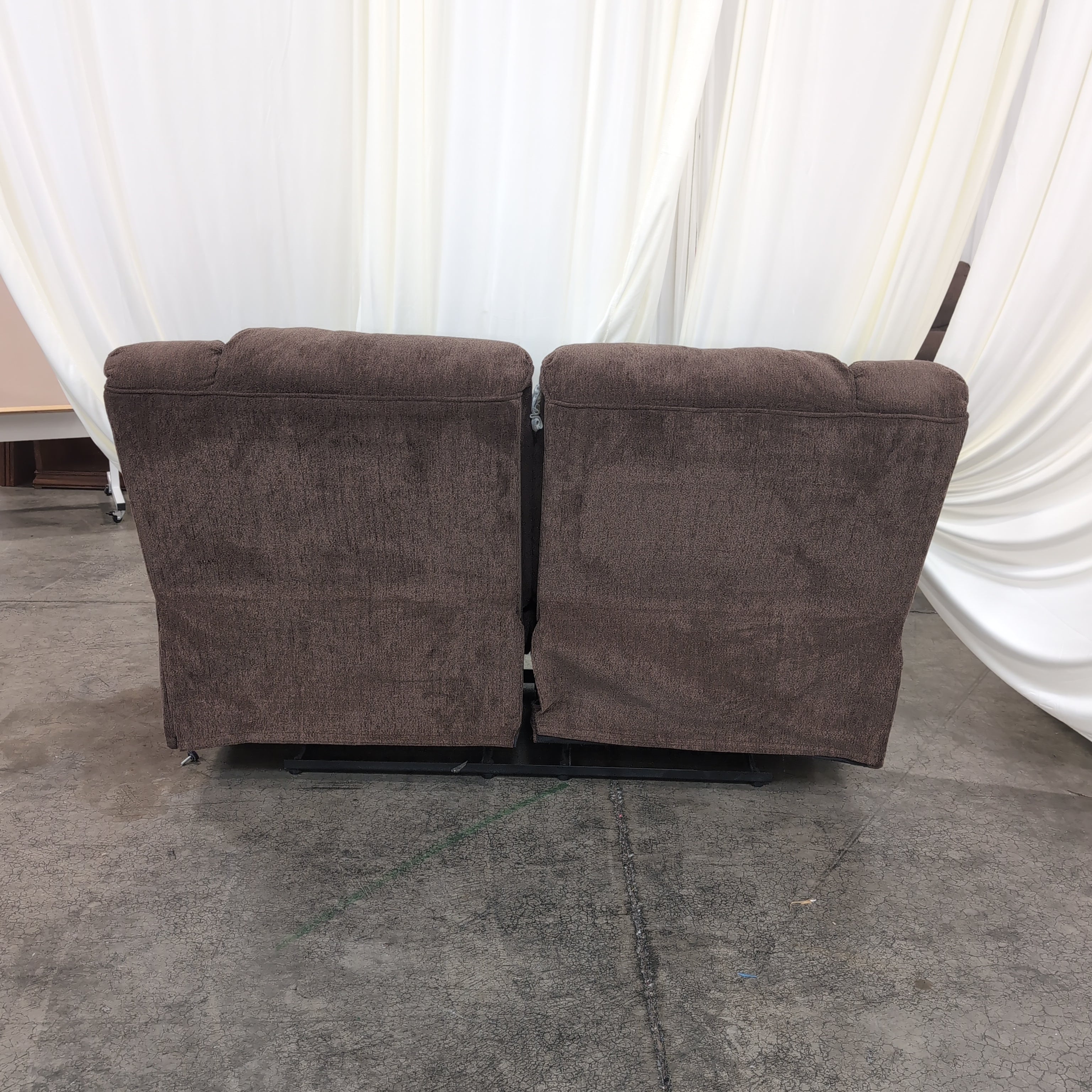 Brown Upholstered Reclining Loveseat with Padded Arms