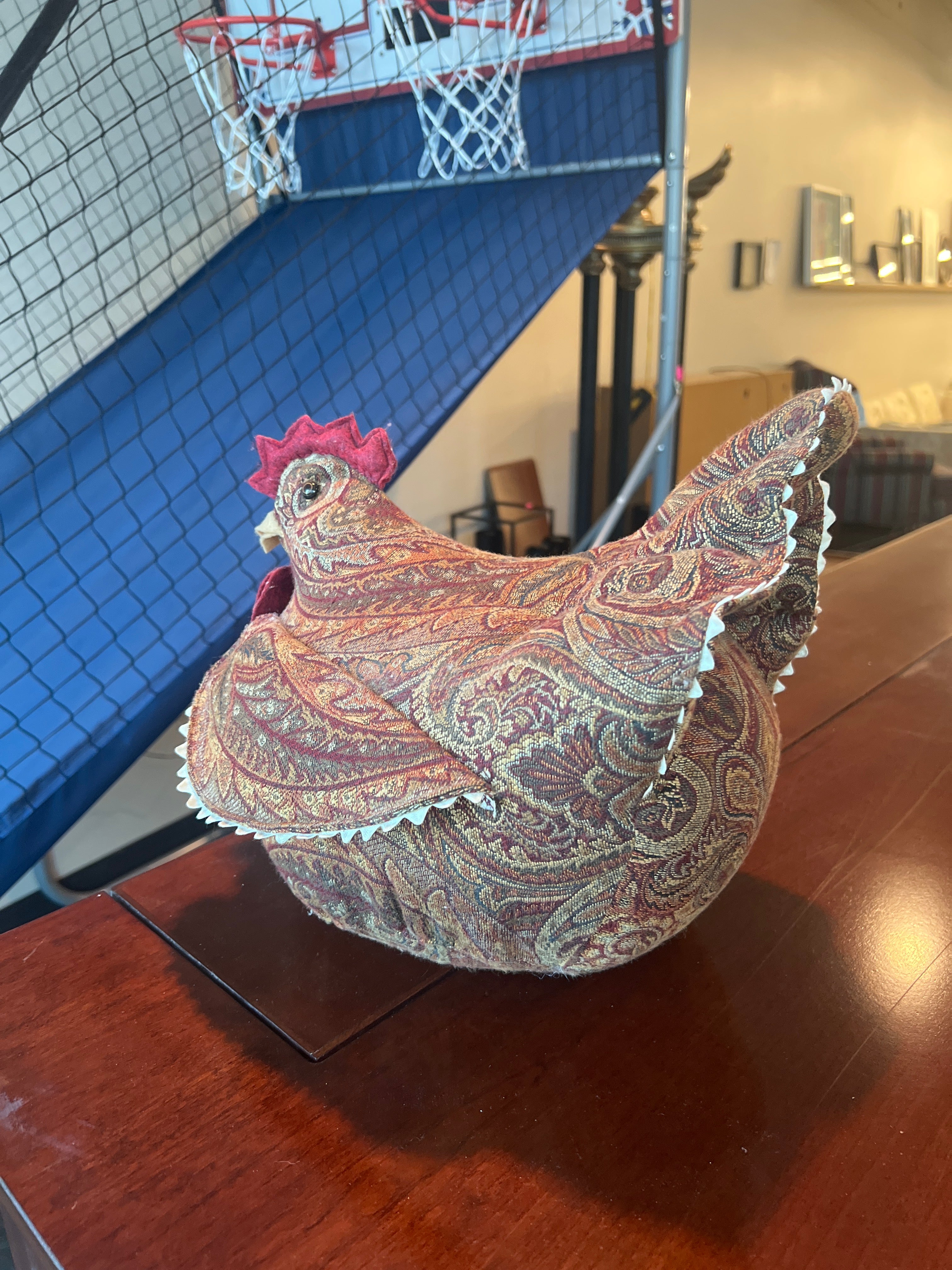 Festive Fabric Turkey Decor, Paisley Patterned Plush Bird