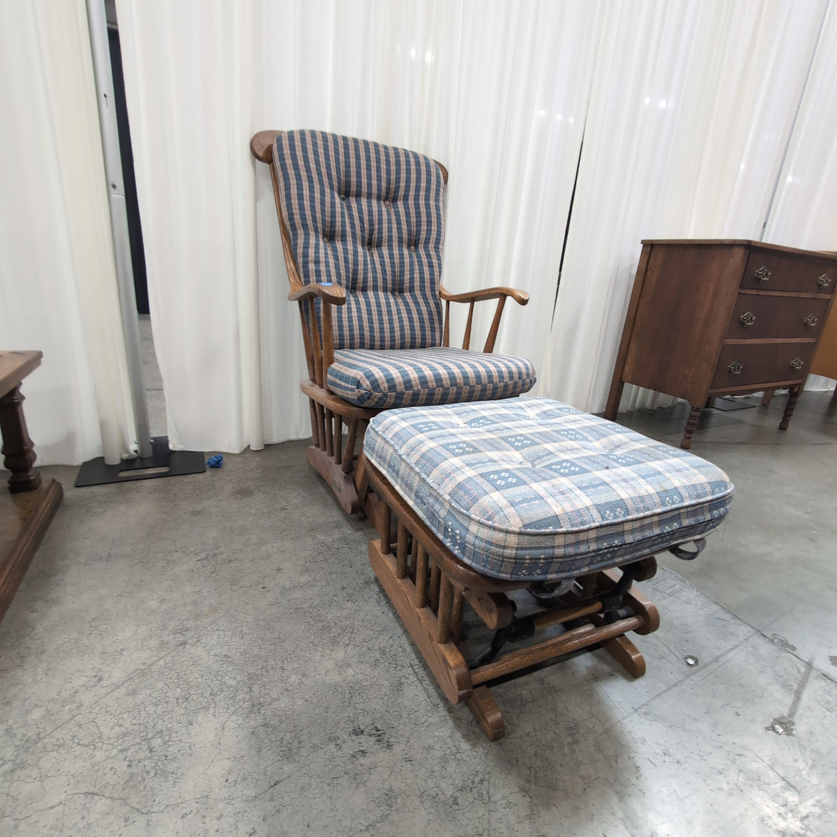 Traditional Wood Rocking Chair and Ottoman Set