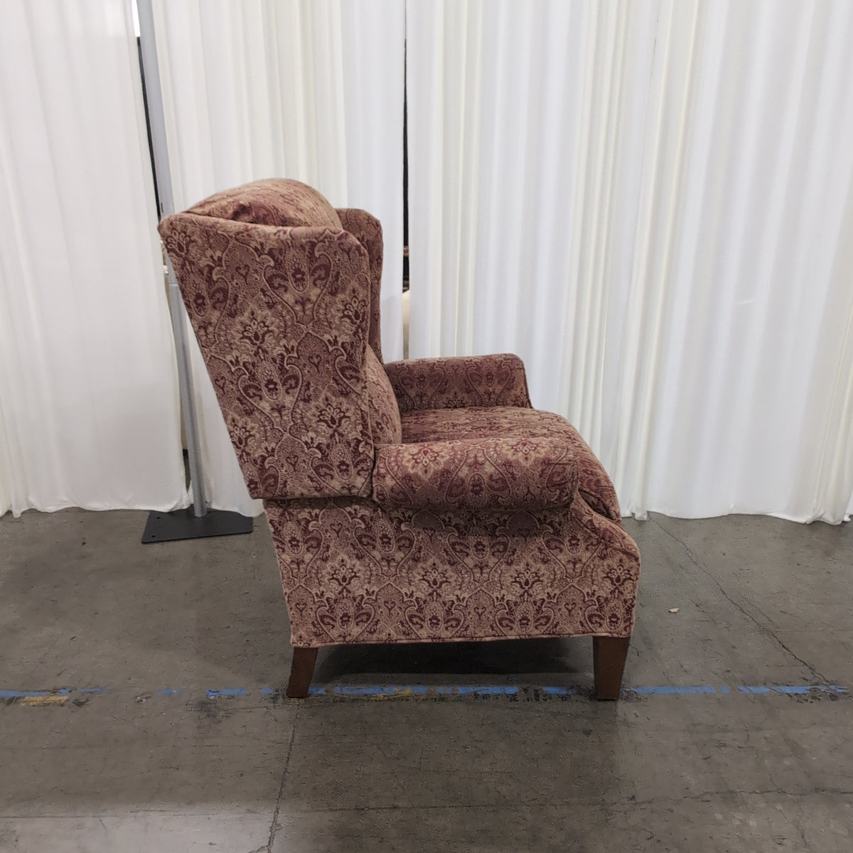Traditional Red and Gold Damask Wingback Chair