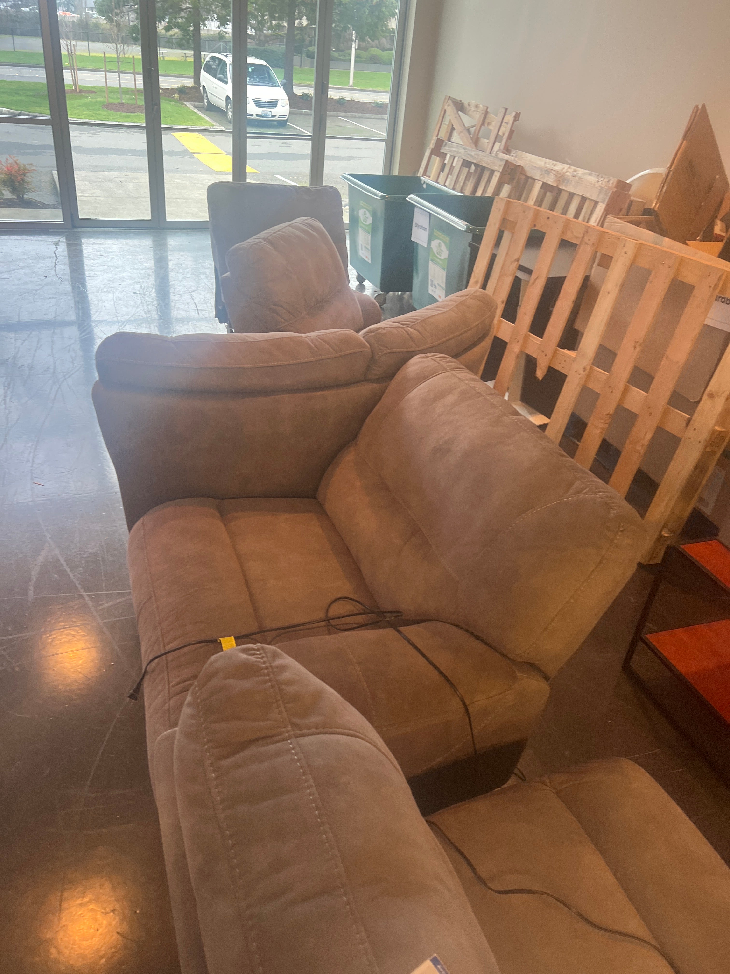 Reclining curved sectional grey