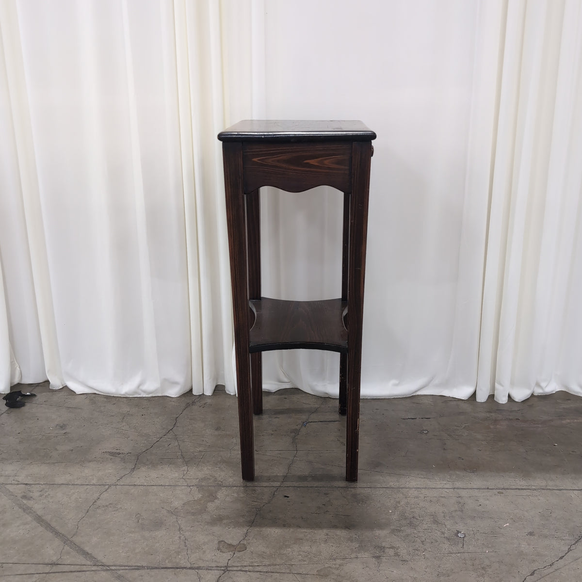 Dark Brown Wood Nightstand with Drawer and Shelf