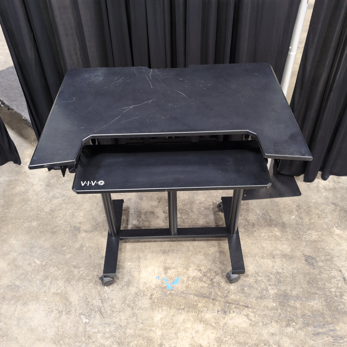 Black Two-Tier Rolling Computer Desk