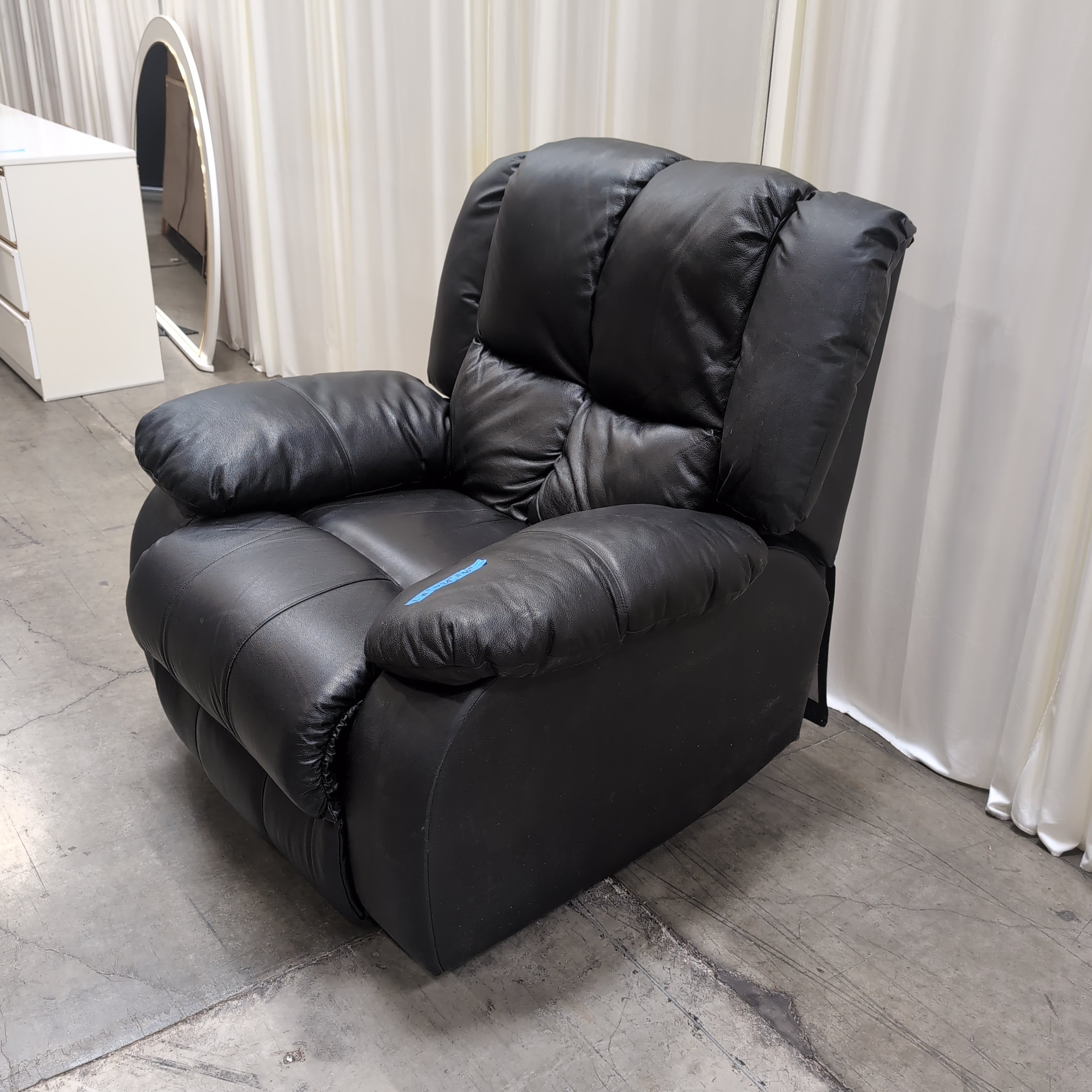 Black Padded Faux Leather Recliner