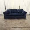 Deep Blue Tufted Skirted Couch in Velvet