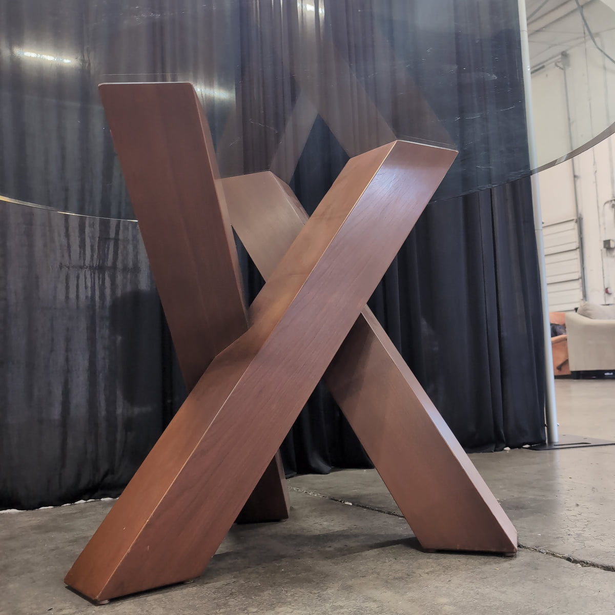 Cherry Finish Geometric Wood Coffee Table Base