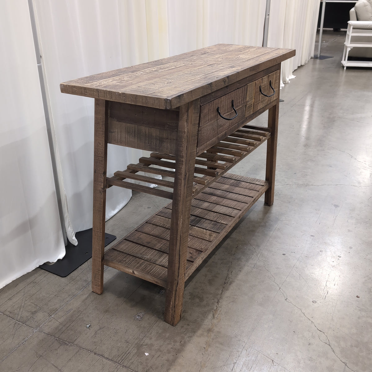 Rustic Wood Buffet with Wine Rack Storage