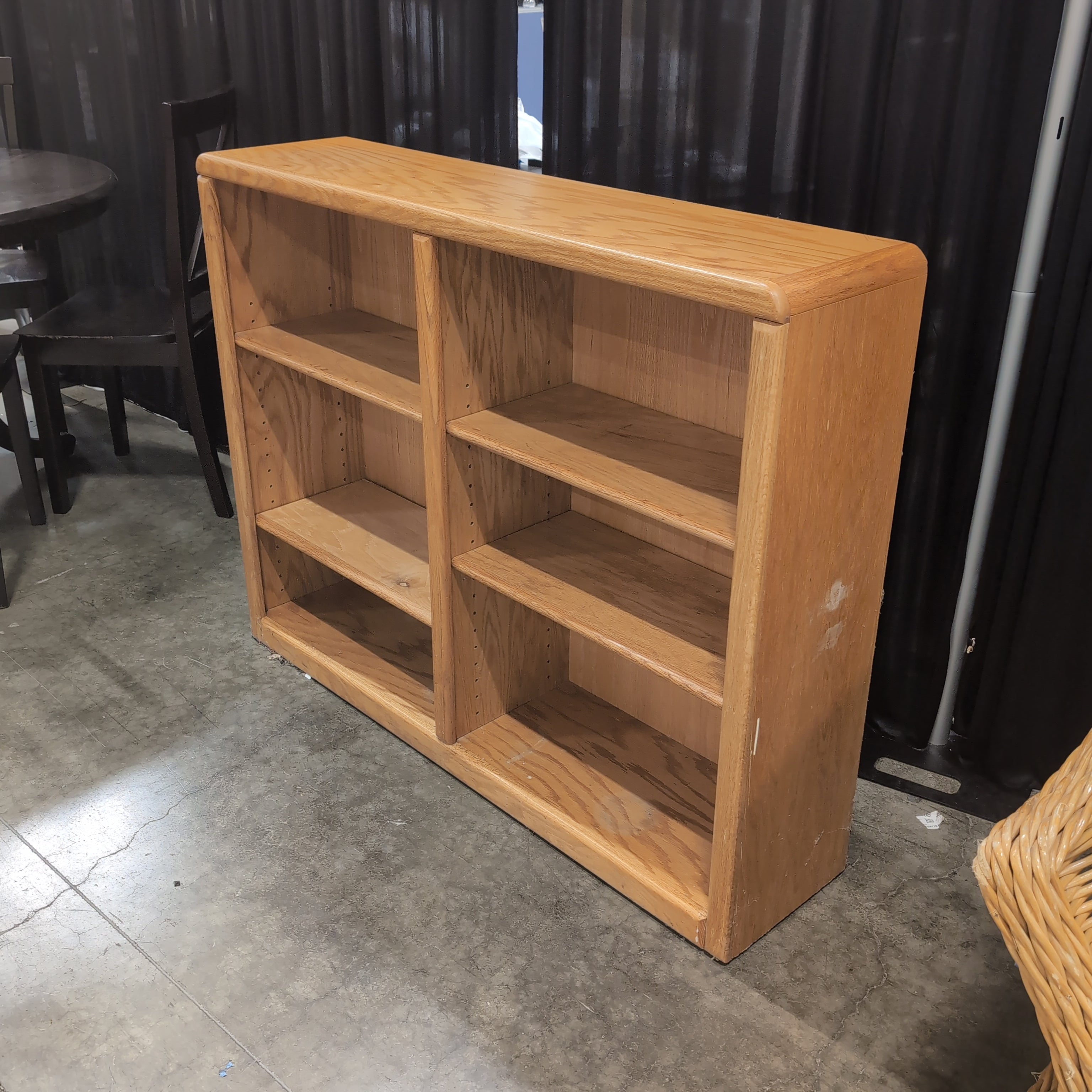 Light Wood Two-Section Adjustable Shelf Bookcase