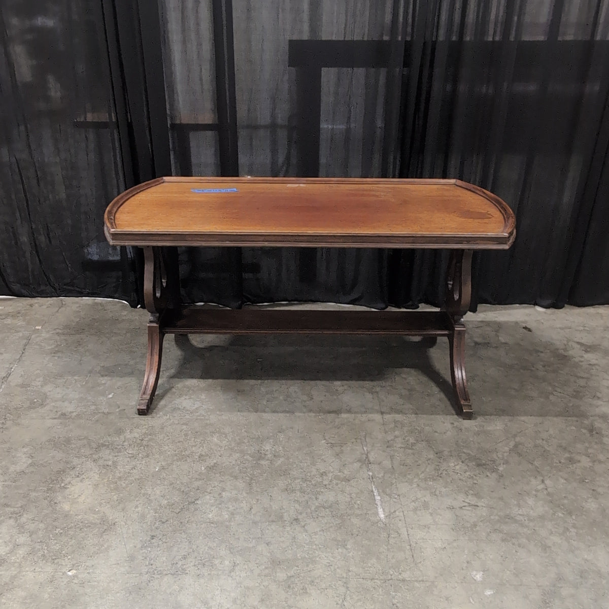 Traditional Brown Wood Console Table with Tray Top