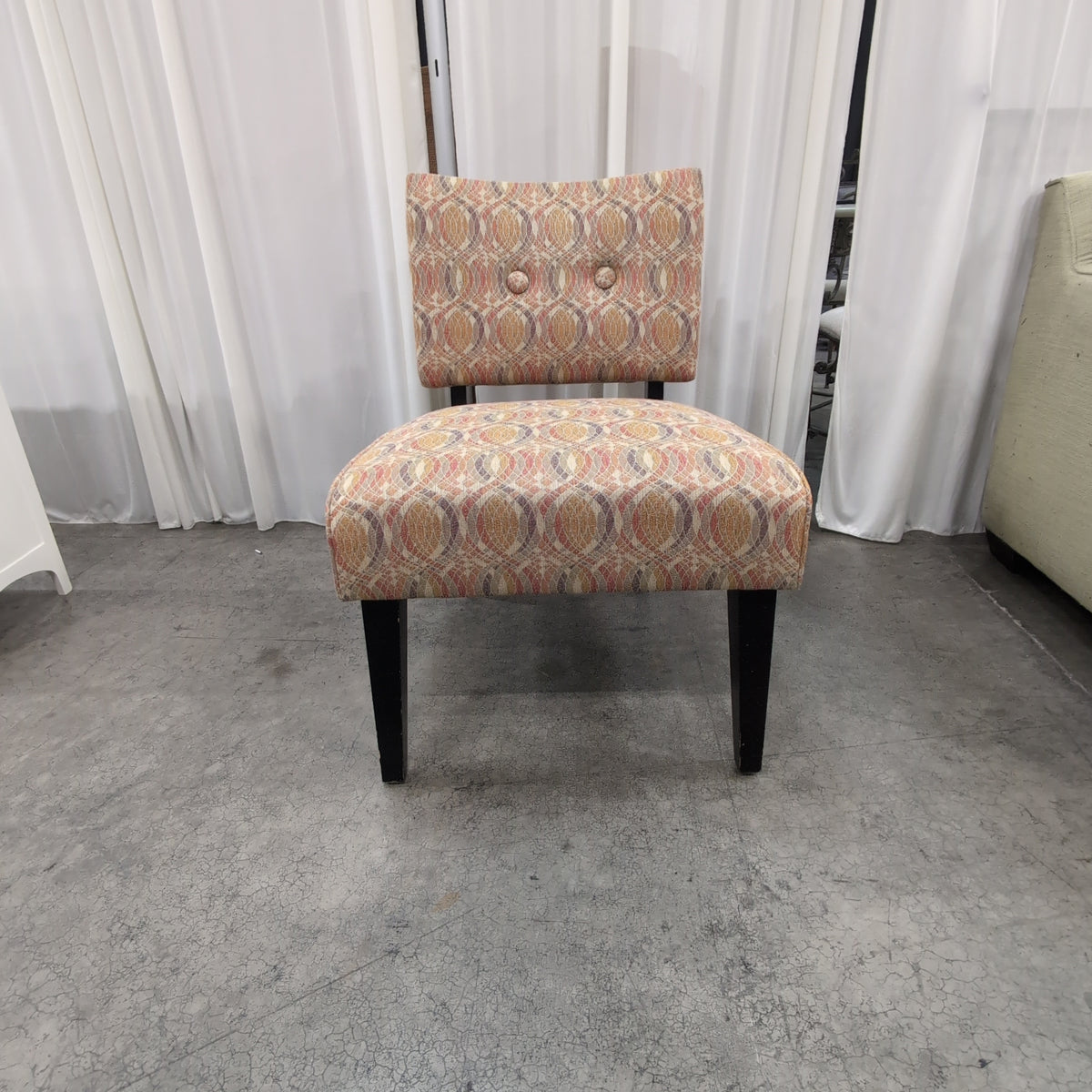 Crate & Barrel-Vintage Orange Patterned Upholstered Armchair