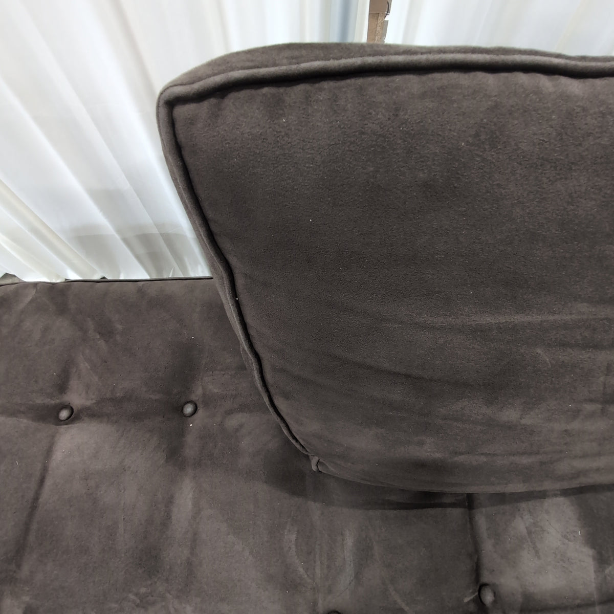 Dark Brown Microfiber L-Shaped Sectional Couch with Tufted Seats