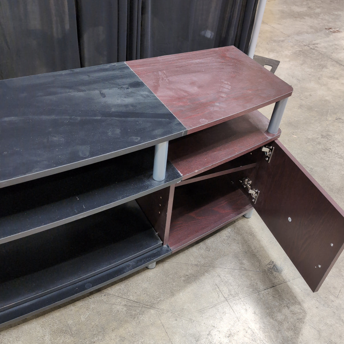 Dark Brown Laminate TV Stand with Open Shelving