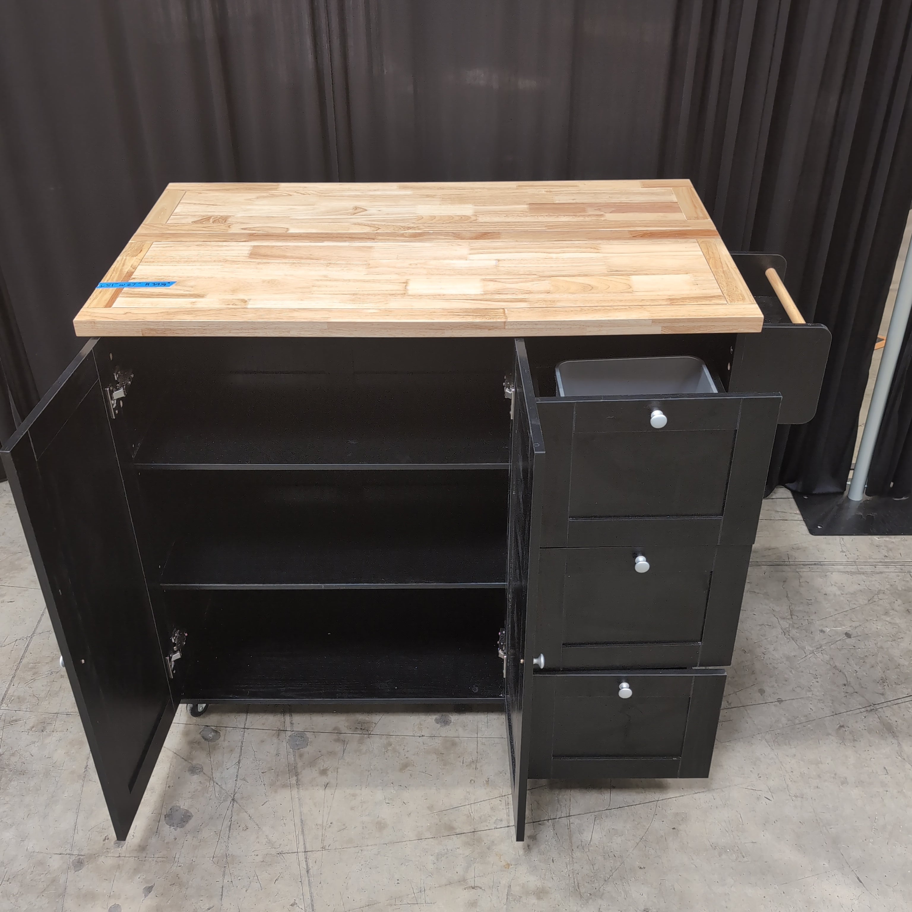 Dark Wood Kitchen Island with Butcher Block Top