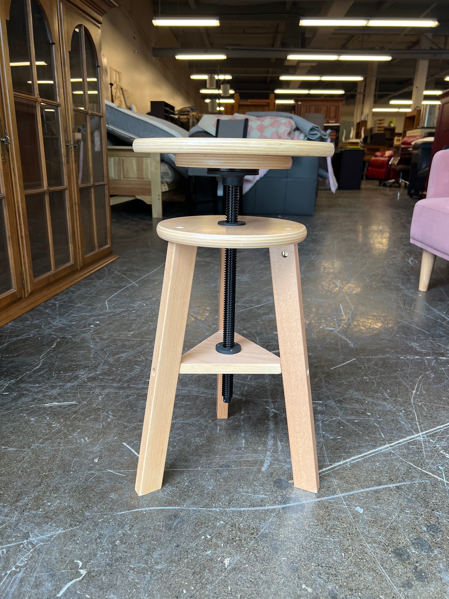 MEEDEN Wooden Drafting Stool with Adjustable Height-Natural-G-005