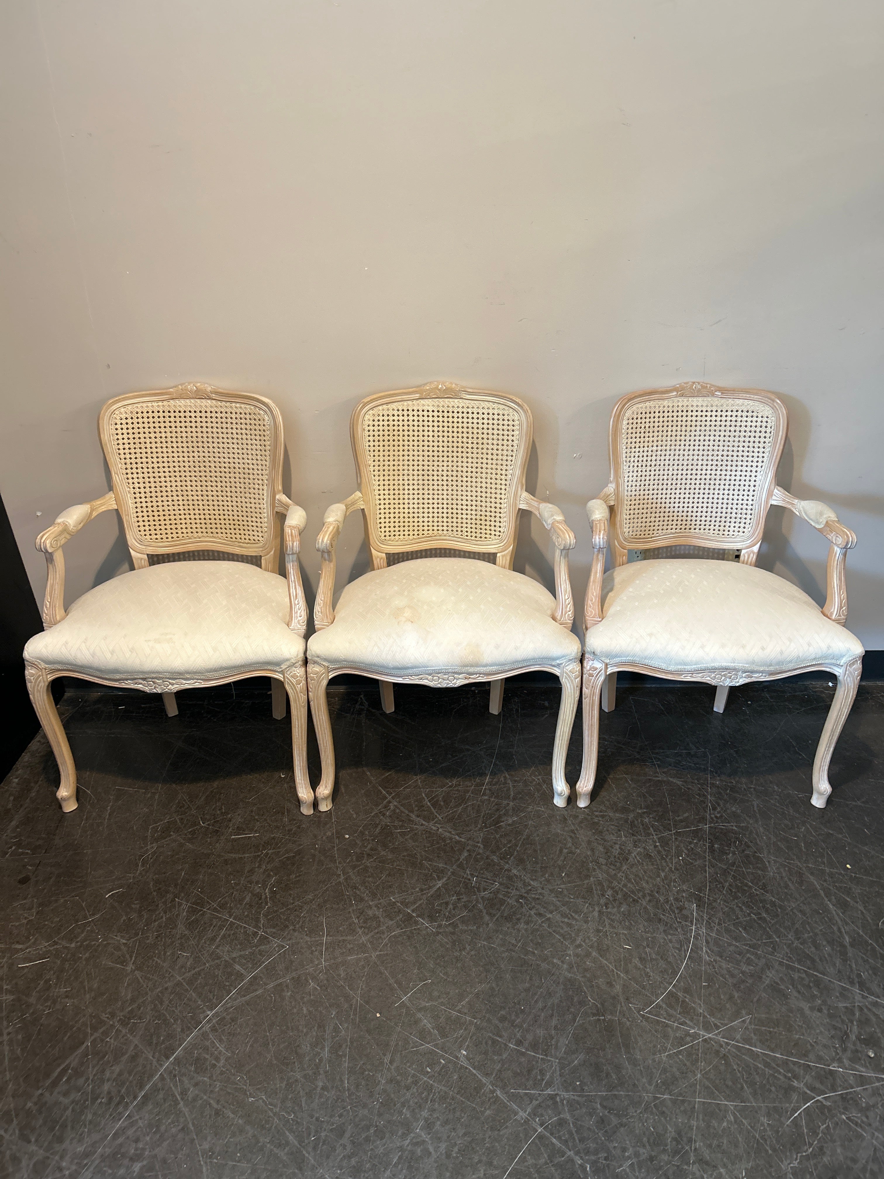 Rosalco Italian-Made French Provincial Cane Back Armchair – Cream Upholstery
