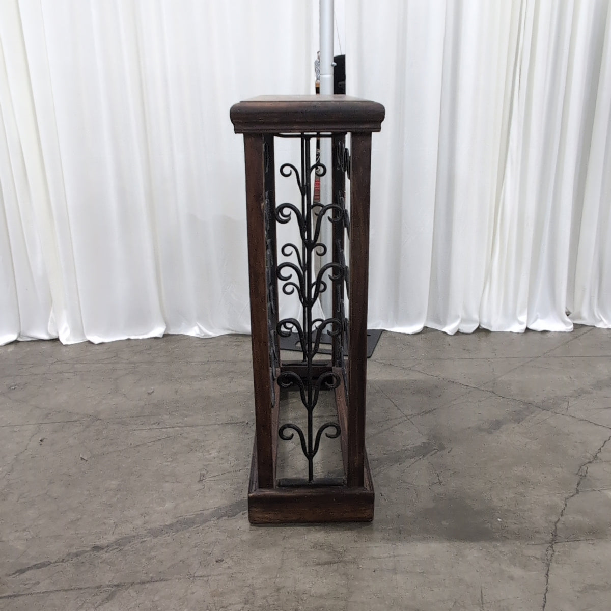 Dark Wood Top Metal Bottle Wine Rack