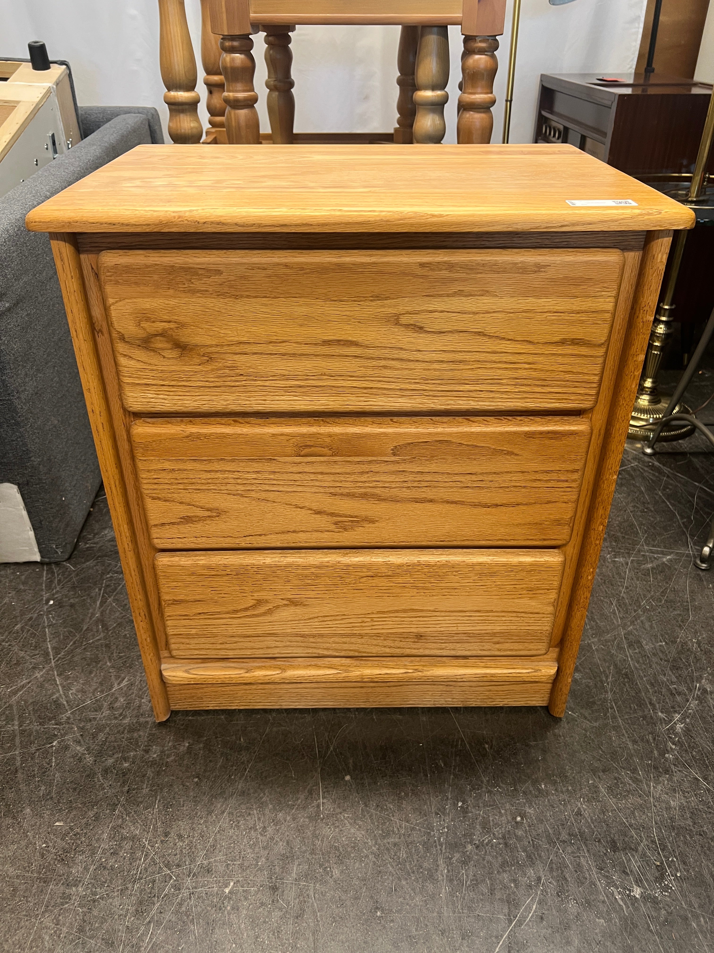 Small Oak Night Stand with Three Drawers