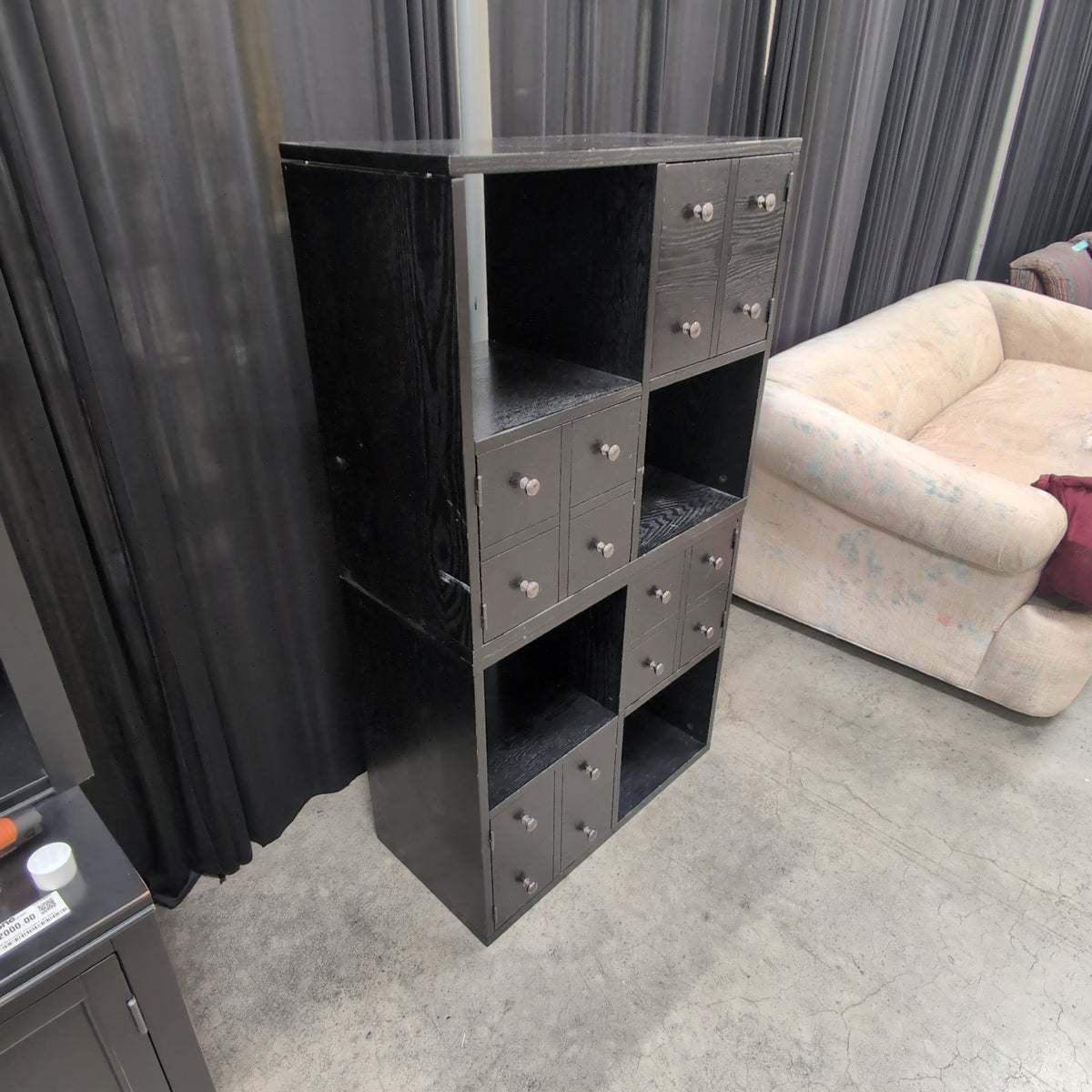 Black Finished Wood Composite Storage Cabinet with Drawers