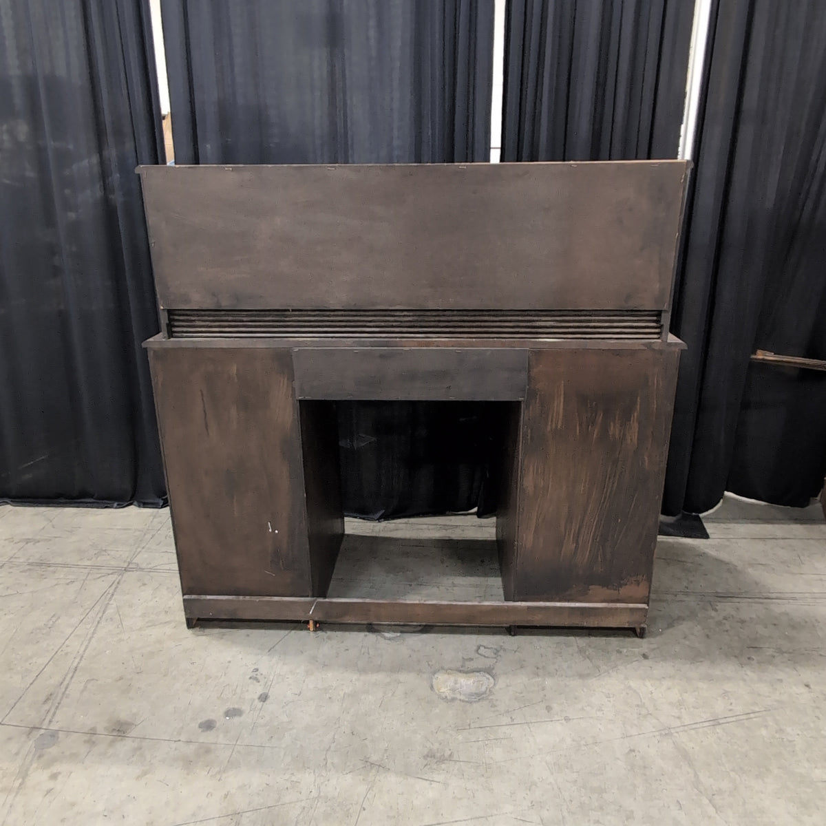Traditional Dark Wood Roll-Top Desk with Drawers
