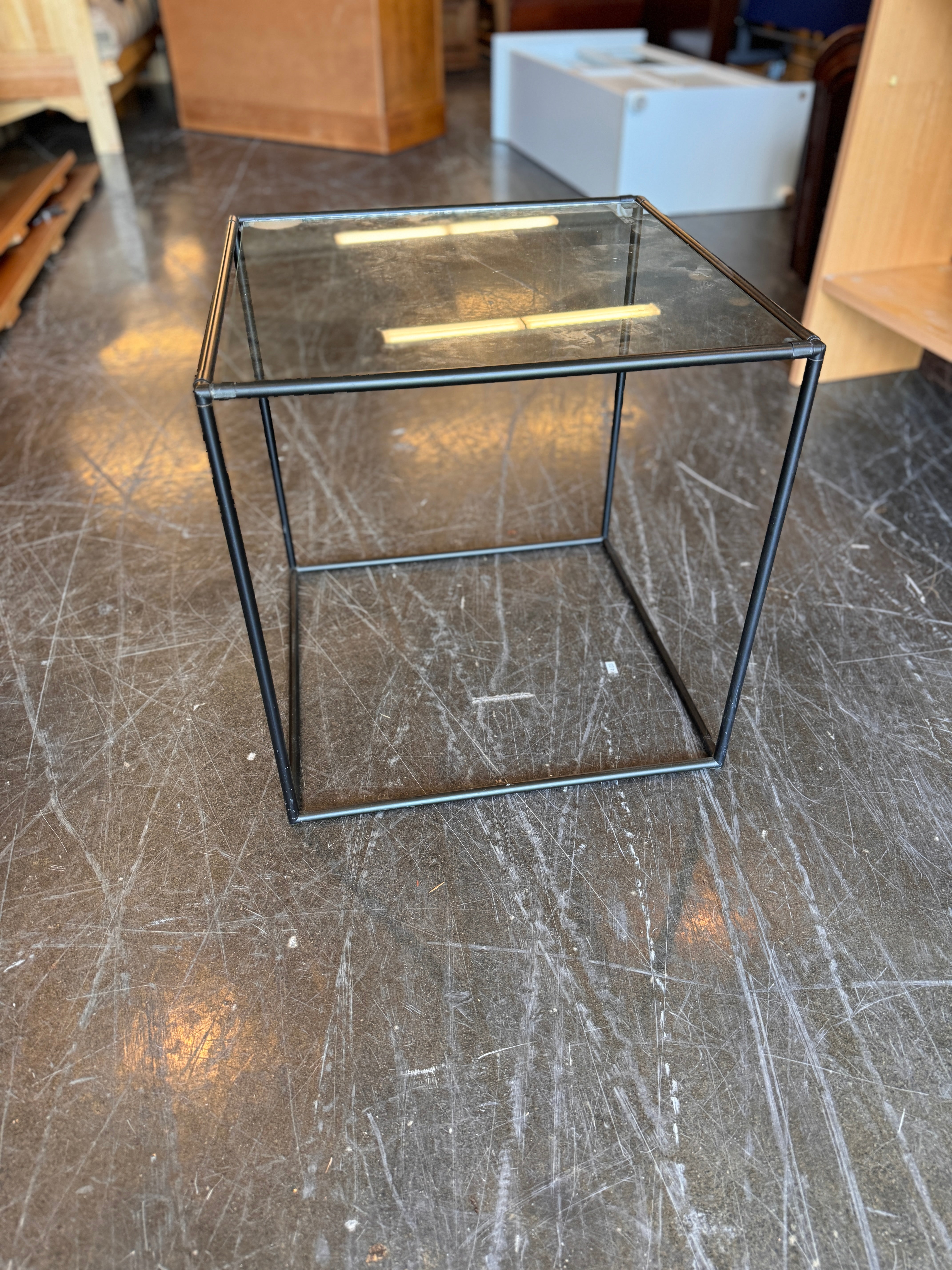 Black Metal and Glass End Table