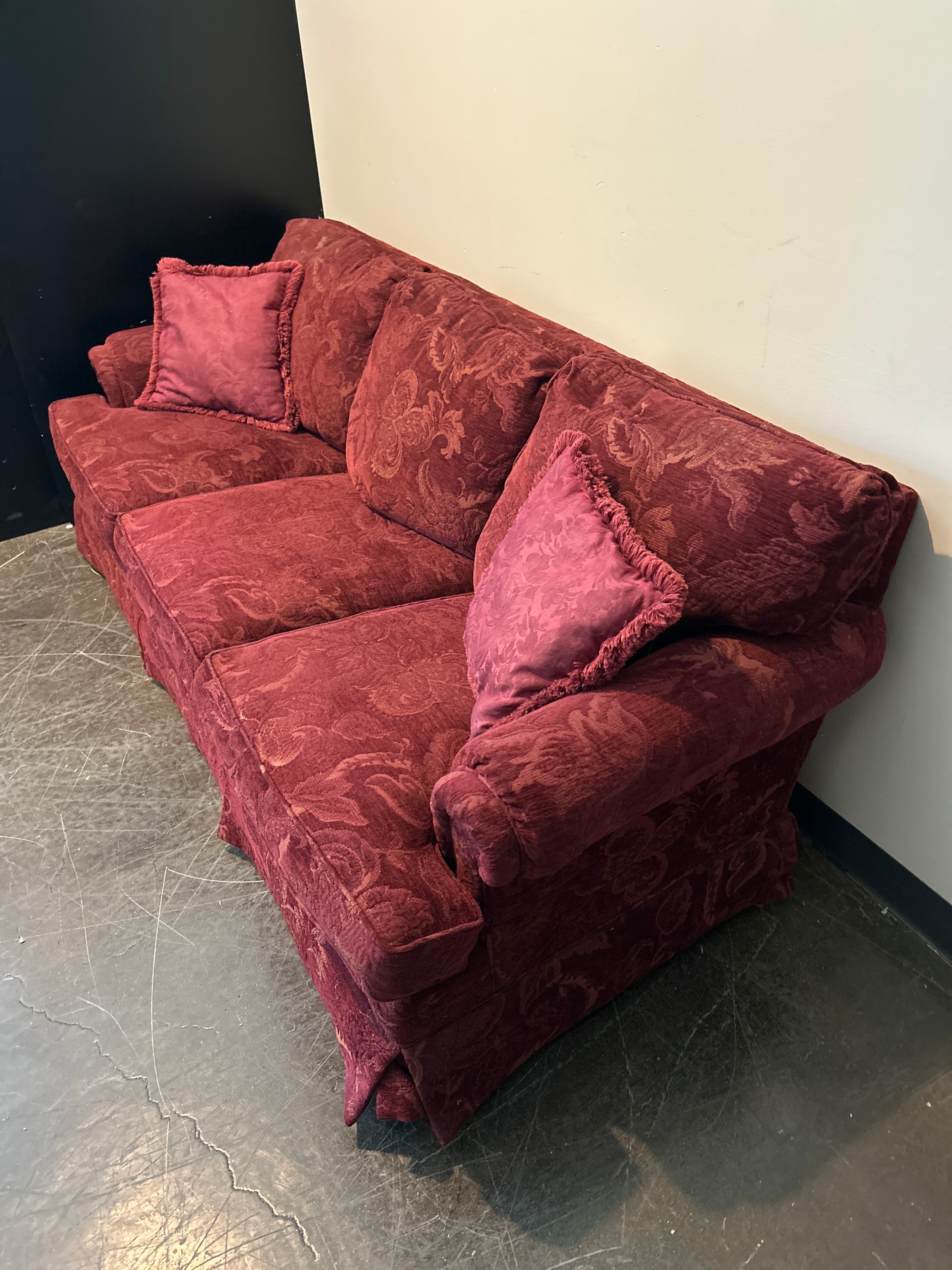 Drexel Heritage Burgundy Damask Sofa