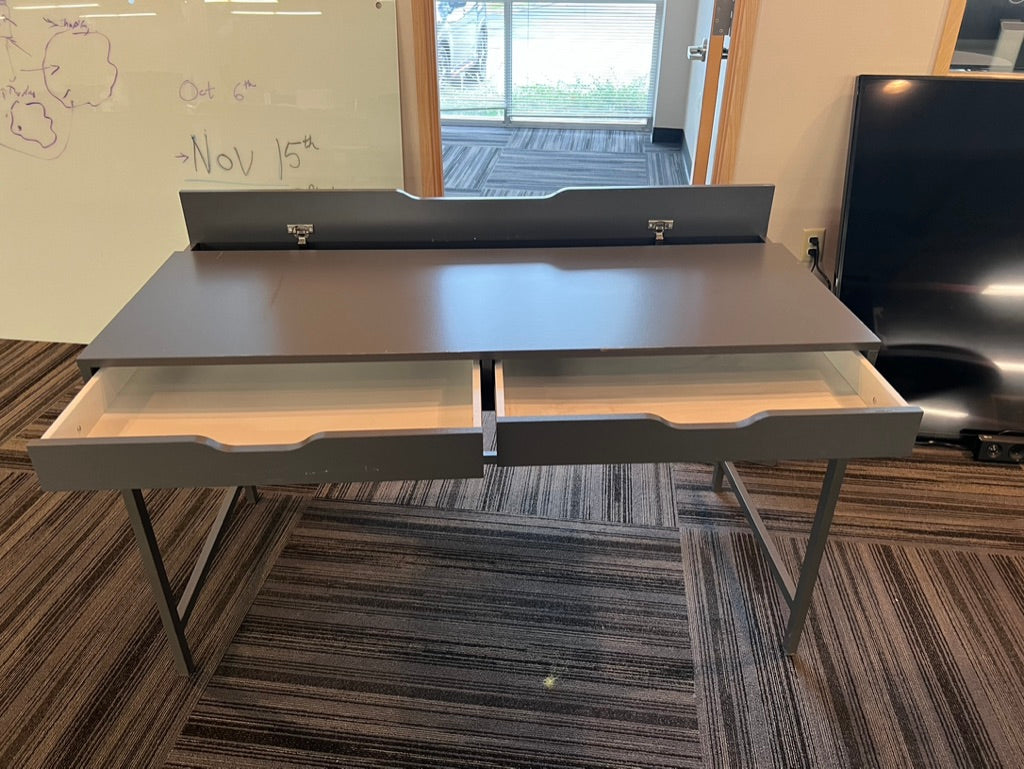 Grey Flip-Up Space-Saving Bedroom Desk