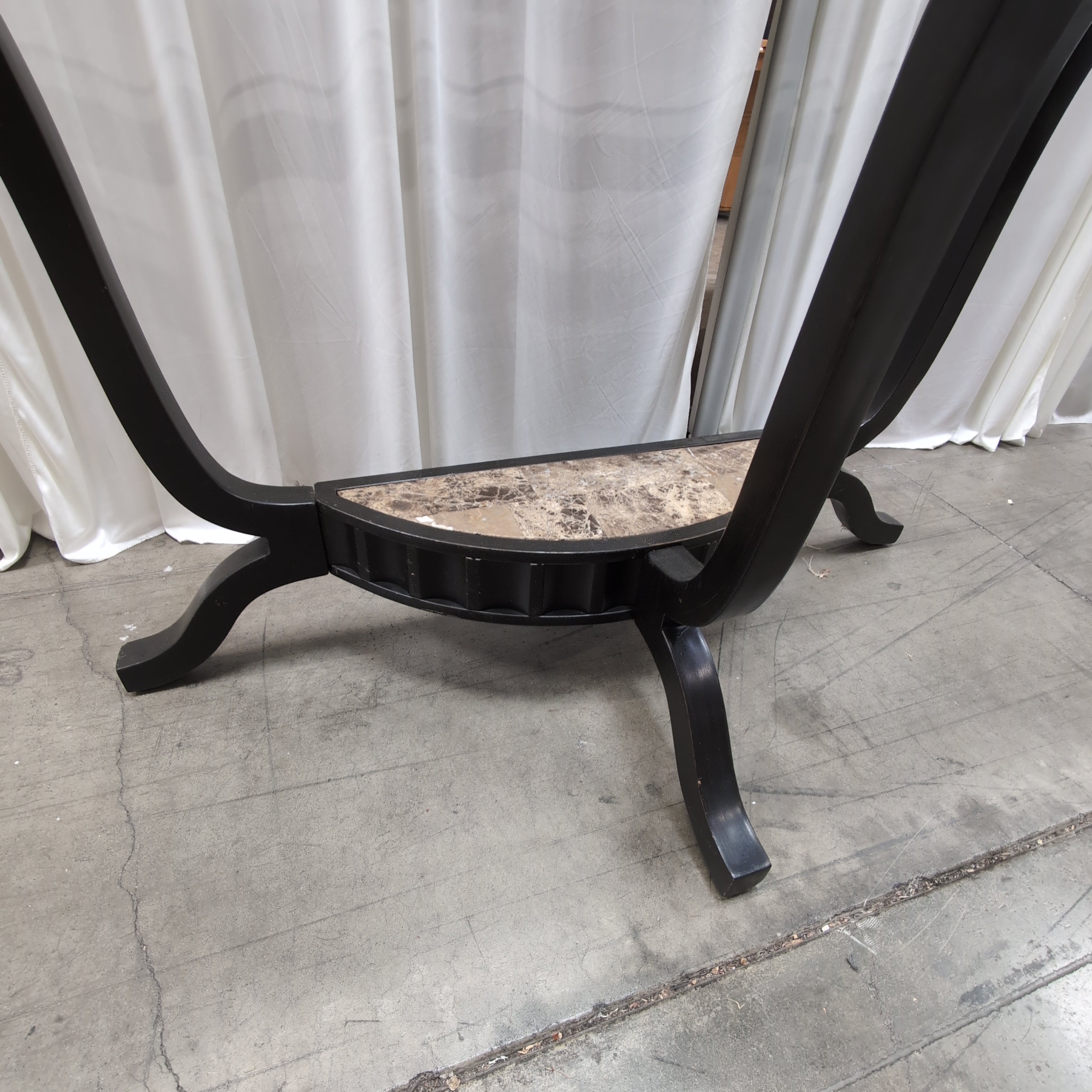 Curved Glass Top Console Table with Stone Shelf