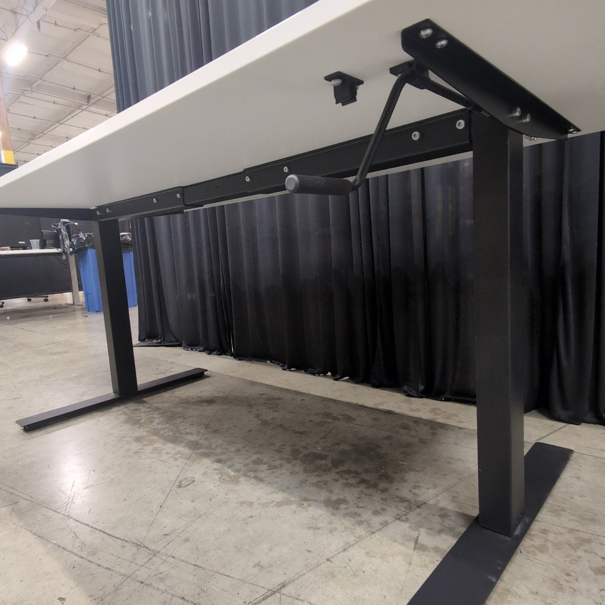 White Rectangular Desk with Black Metal Base