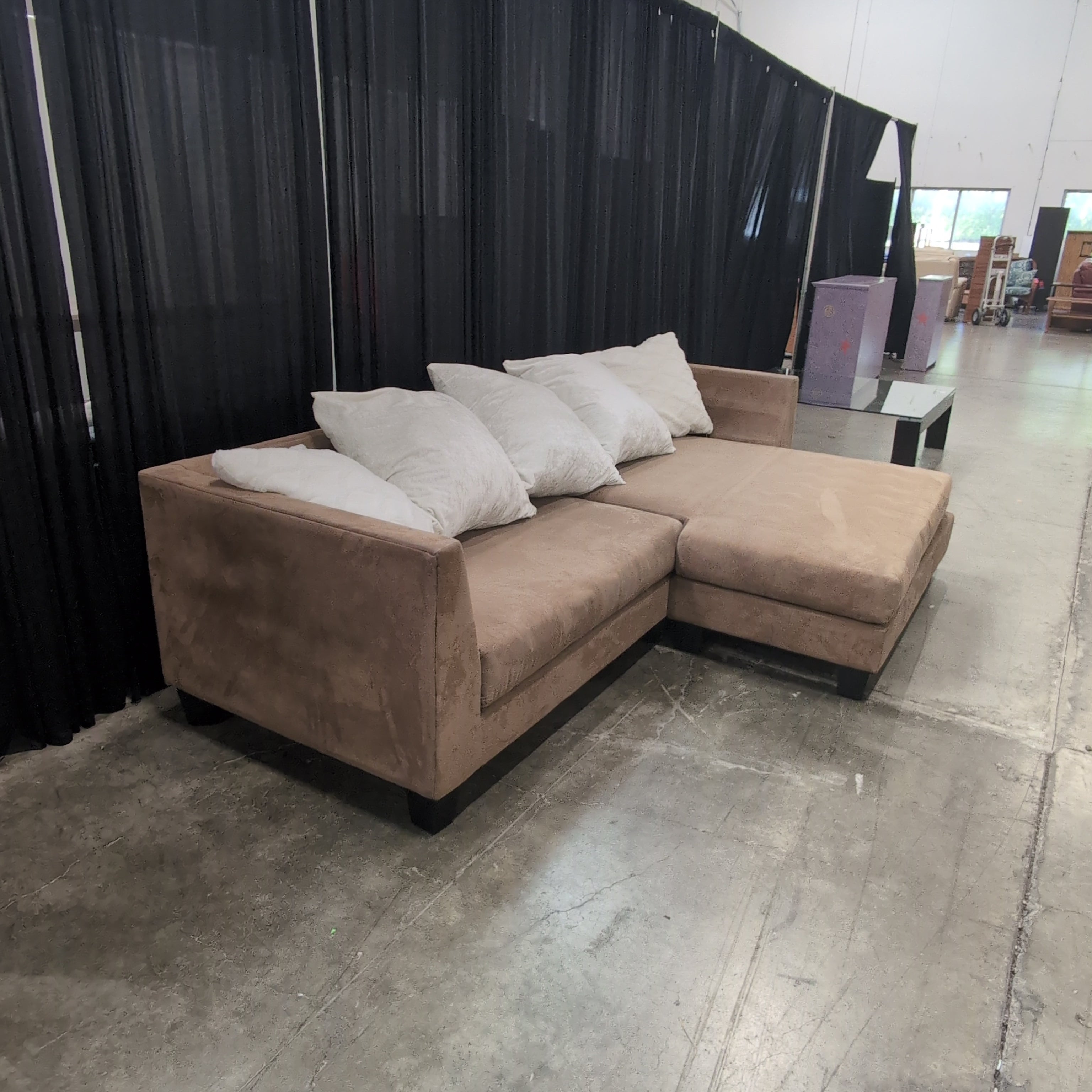 Brown Microfiber L-Shaped Sectional Couch