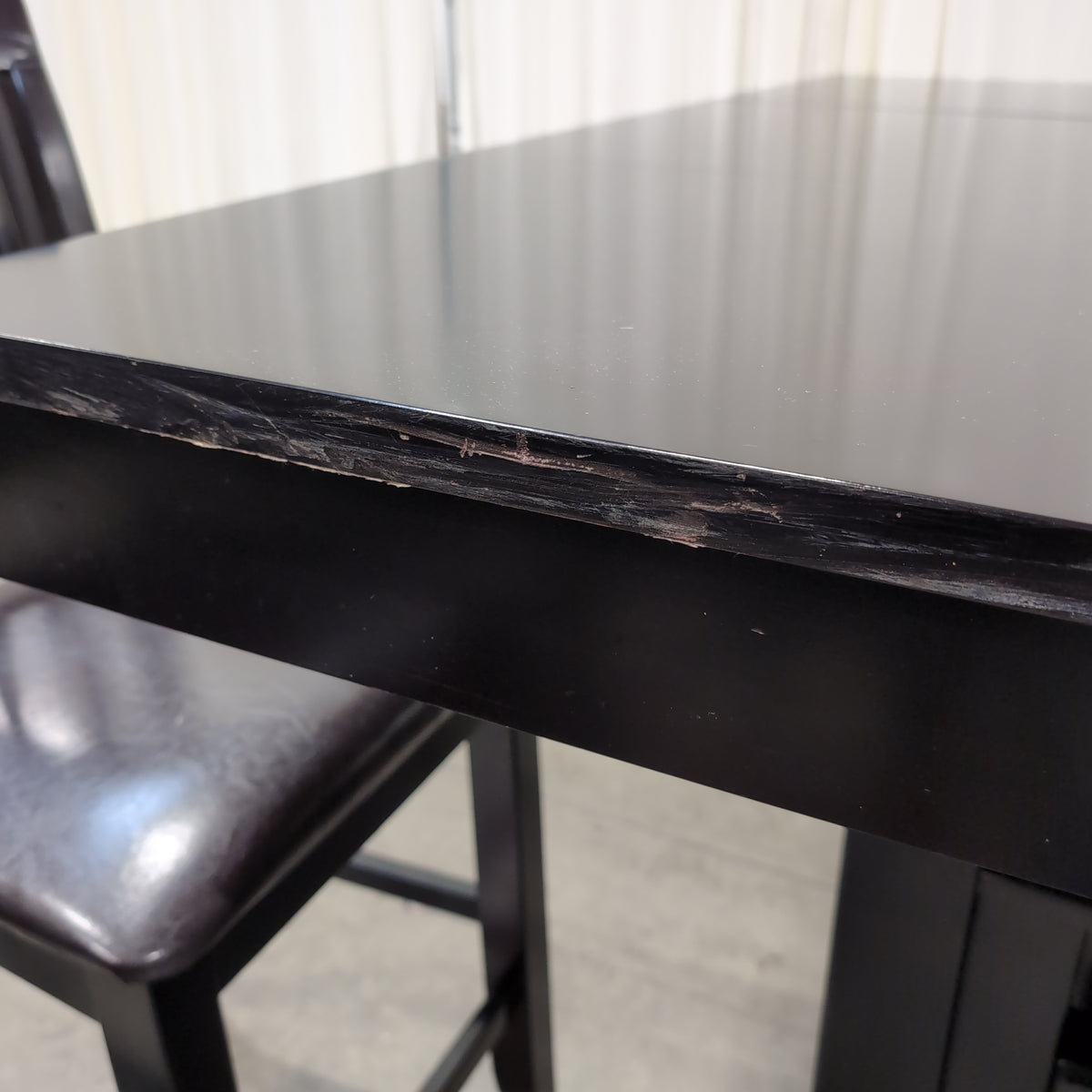 Dark Wood Rectangular Dining Table with Six Chairs