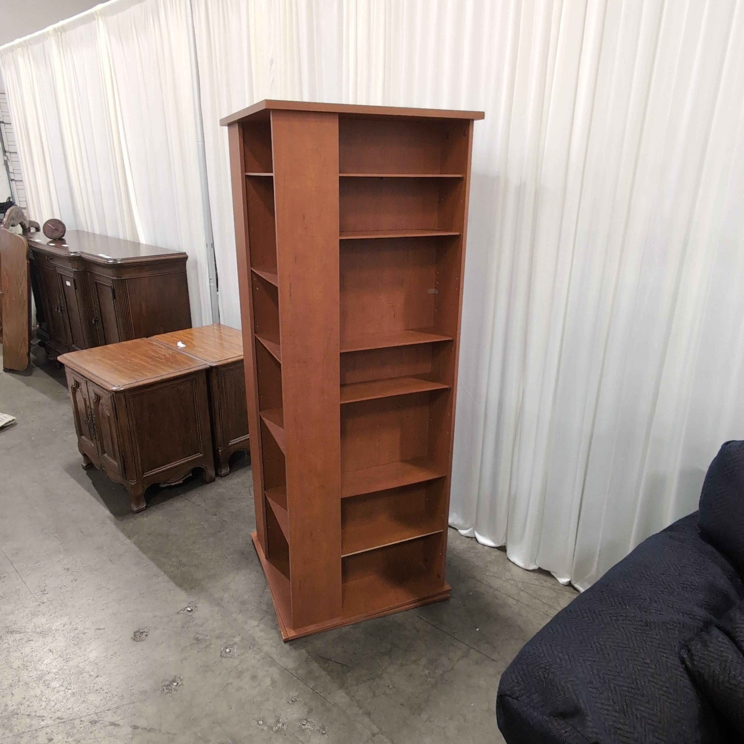 Asymmetrical Wood Bookcase with Multiple Shelves