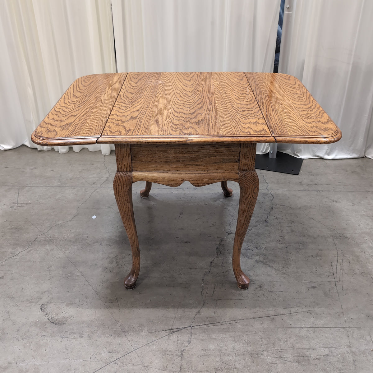 Traditional Oak Drop Leaf End Table with Ornate Hardware