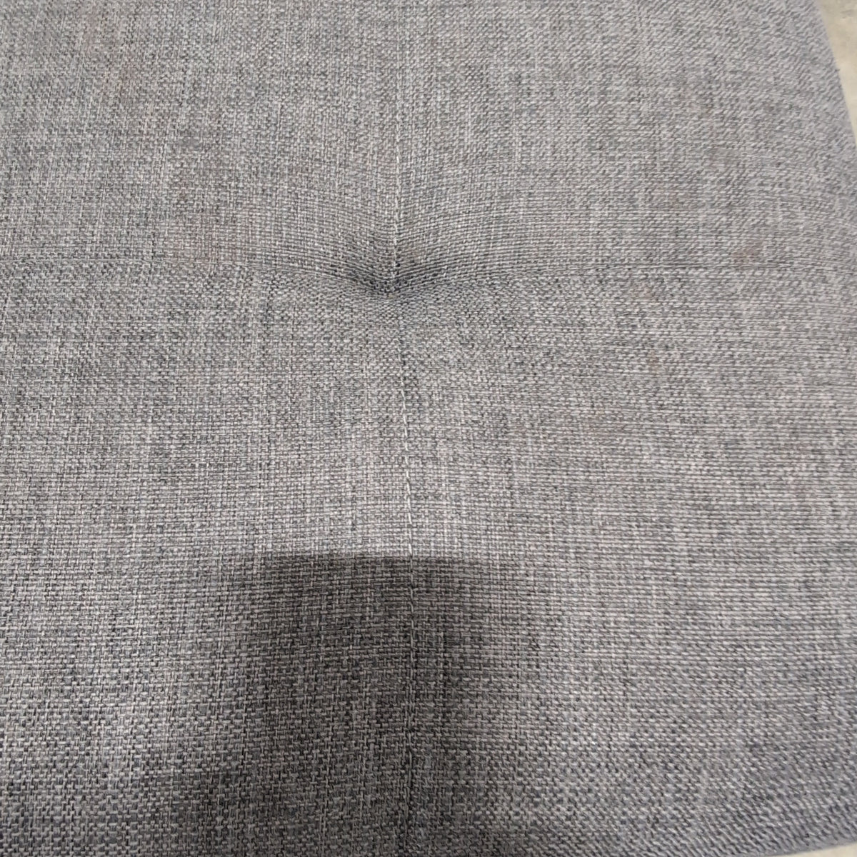 Grey Tufted Fabric Ottoman with Chrome Feet